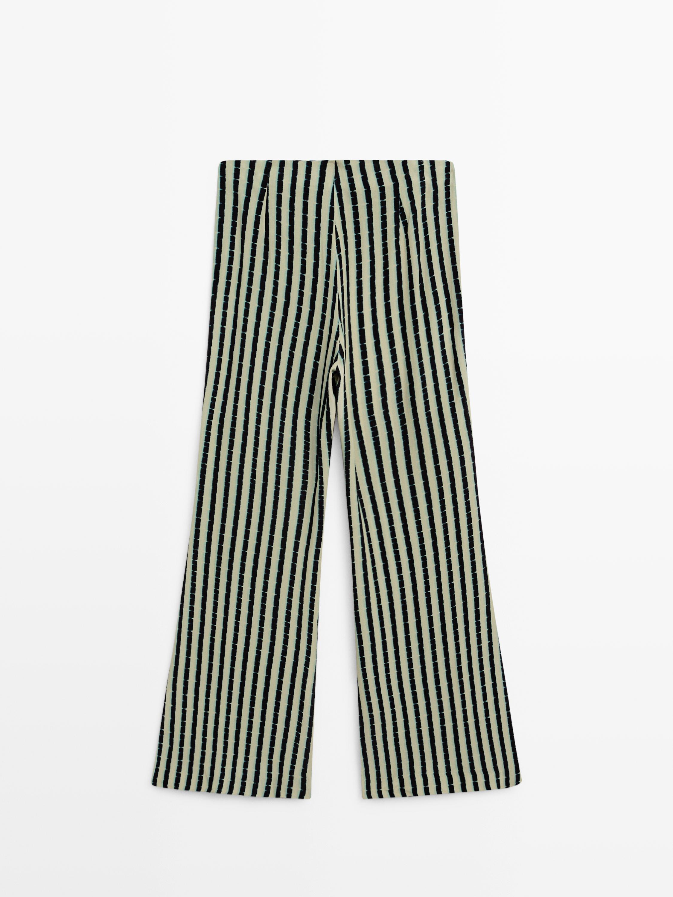 Striped flare fit trousers